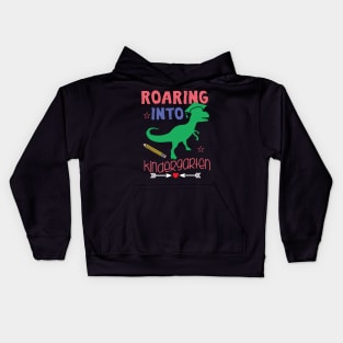 Roaring Into Kindergarten Dinosaur T Rex Boy Gift Kids Hoodie